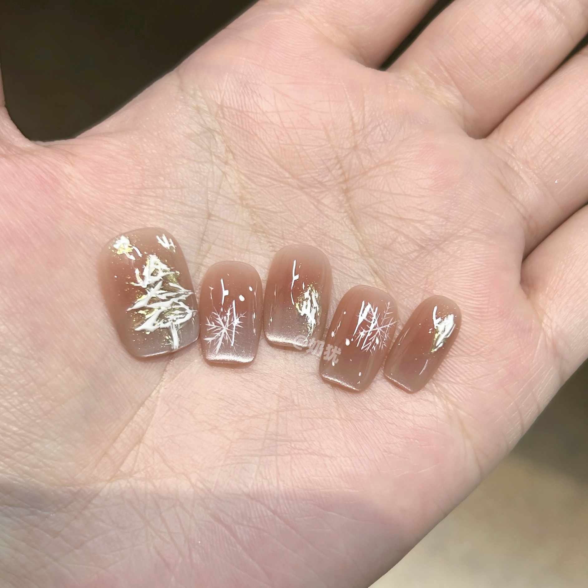 【圣诞限定】高品质纯手绘圣诞树雪花纯手工穿戴甲腮红晕染成品