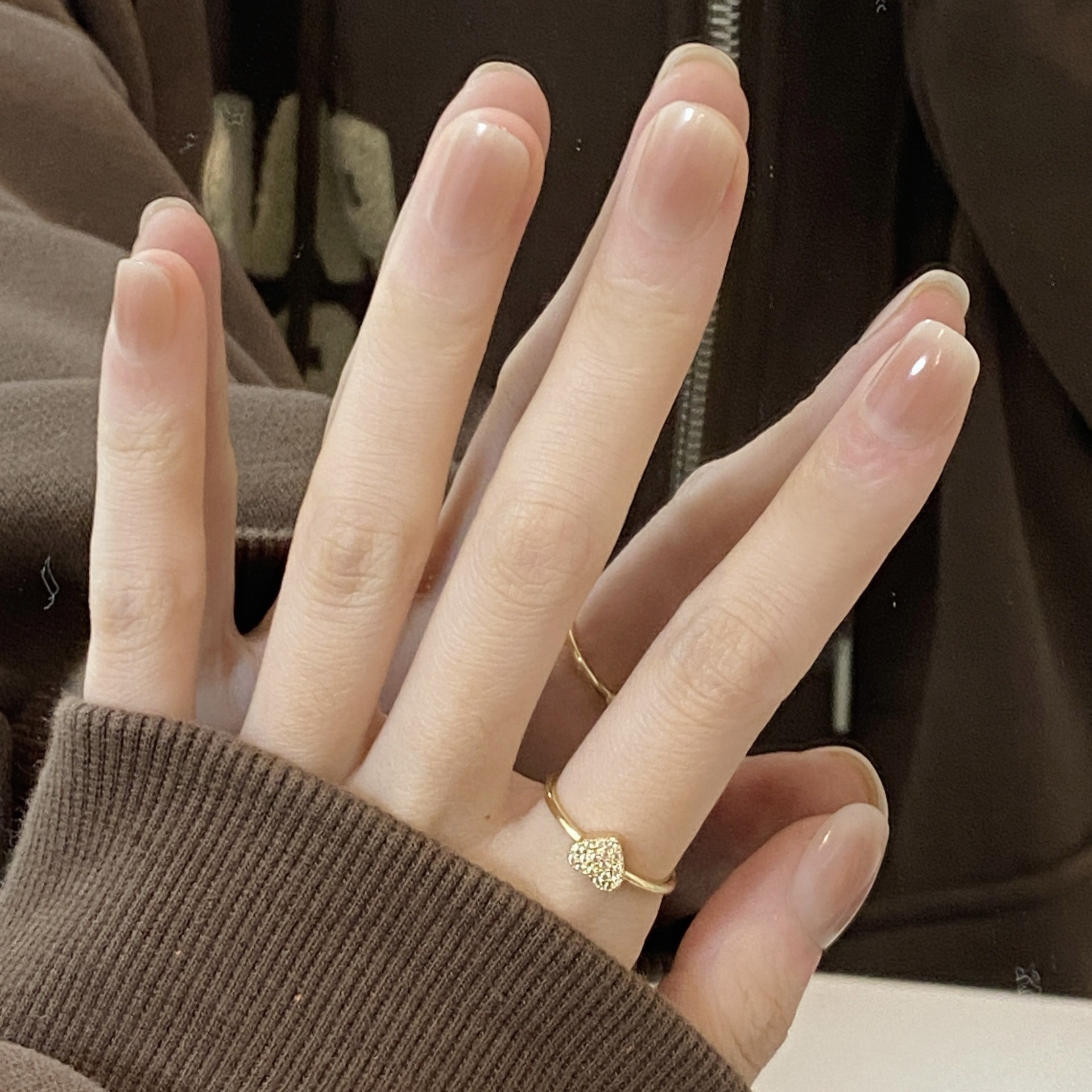 焦糖奶冻晕染裸色短款穿戴美甲冰透短款甲片美甲网红爆款2023穿戴