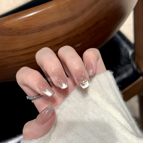 【A纸醉金迷】高品质显白梅子茶色晕染纯手工猫眼锆石穿戴美甲