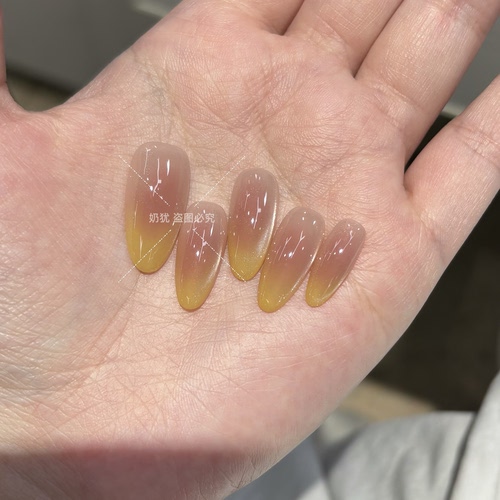 【芭乐桃桃】高品质夏日杨枝甘露渐变猫眼桃桃粉腮红纯手工穿戴甲