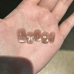 高品质手绘立体郁金香蝴蝶纯手工穿戴甲高级感美甲 A花芷蝶