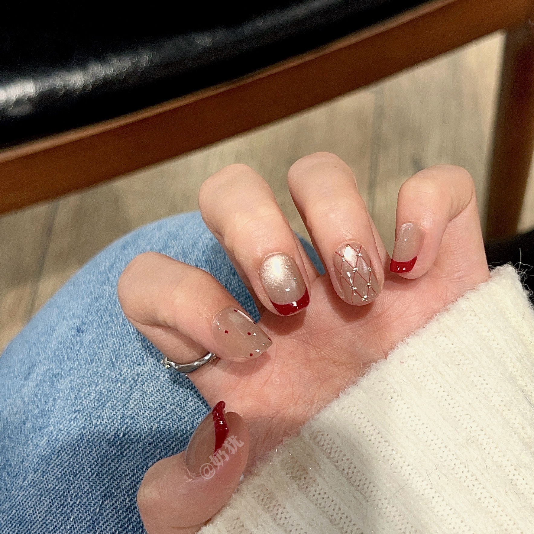 【焰影星辰 限量 售完不返场】高品质手工玻璃珠猫眼酒红法式菱格