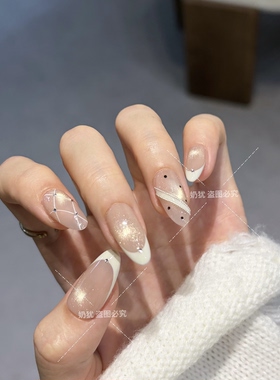 星芒序章法式手工玻璃珠穿戴甲