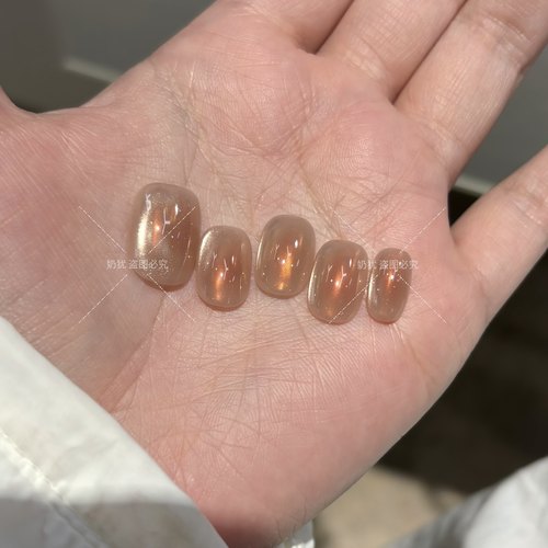【暮光金橘】落日晚霞极光腮红猫眼高品质纯手工穿戴甲显白高级感