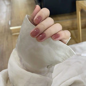 【梅子茶】10片手工定制梅子茶色穿戴甲纯色显白光疗美甲贴片成品