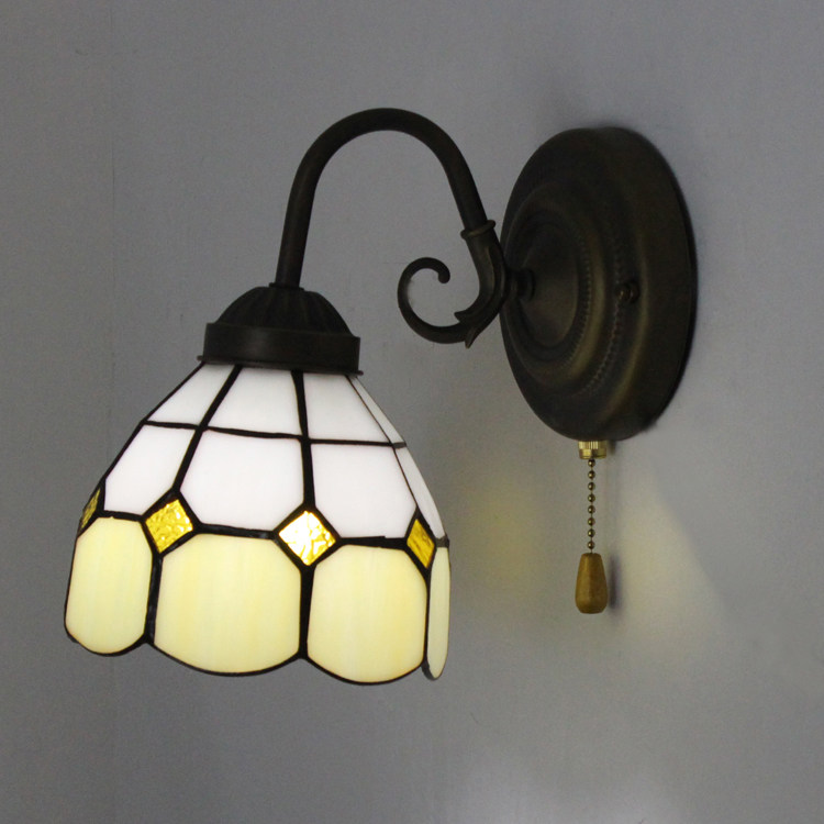 欧美地中海简欧装修阳台过道走廊玄关入户方块马赛克铁带开关壁灯