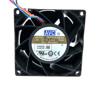 原装AVC DBPD0838B2U 8038 8CM 12V3.6A双滚珠轴承大风量散热风扇