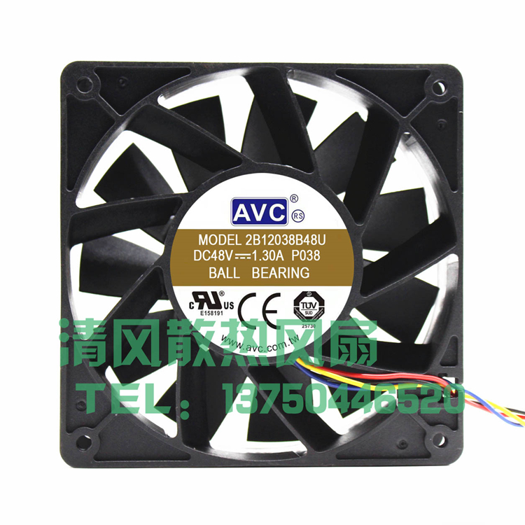 AVC 12038 2B12038B48U DC48V 1.30A 12厘米 PWM自动调速散热风扇