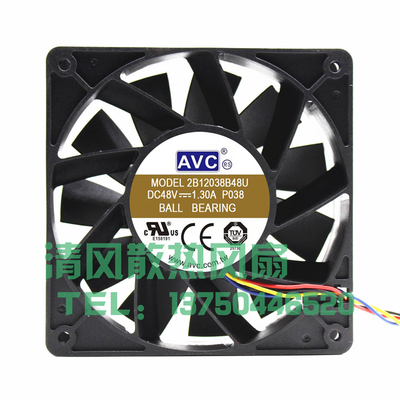 AVC 12038 2B12038B48U DC48V 1.30A 12厘米 PWM自动调速散热风扇