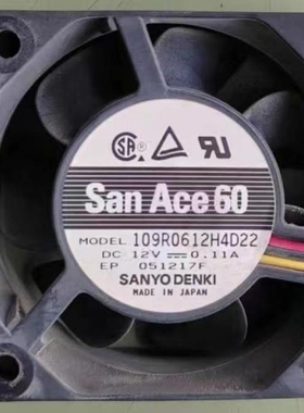 109R0612S4D22 三洋 6025  DC:12V/0.11A 6厘米 检测三线散热风扇