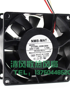 NMB-MAT 3115RL-05W-B86/B80 24V DC 1.10A 8cm 8038 变频器 散热