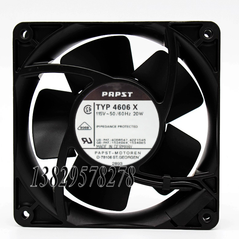 德国PAPST TYP 4606X 115V 20W 12CM 全金属耐高温散热风扇 12038