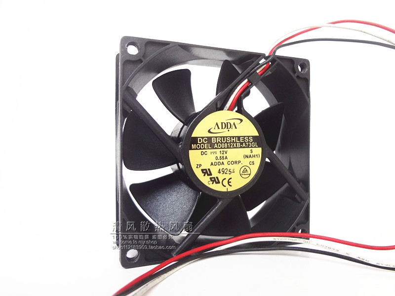 ADDA 8025 12V 0.55A 8厘米 3线 大风量 机箱风扇 AD0812XB-A73GL