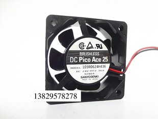 24V 0.06A 2线 三洋 静音散热风扇 6025 变频器 109R0624H436 6cm