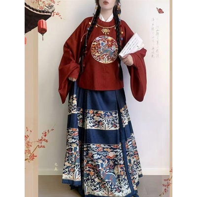 原创麒麟女明制圆领大襟短袄