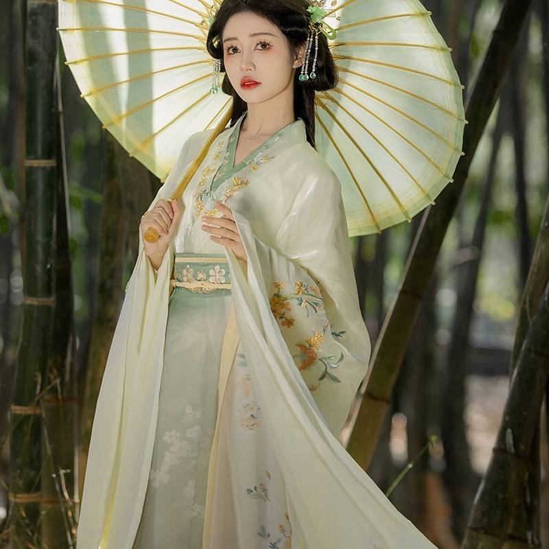 春风十里魏晋风刺绣齐腰破裙