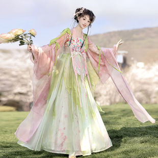 原创新款汉服女【桃溪蝶语】唐制齐胸汉元素重工刺绣国风春秋日常