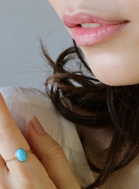 日本天然18k金时尚风绿松石戒指