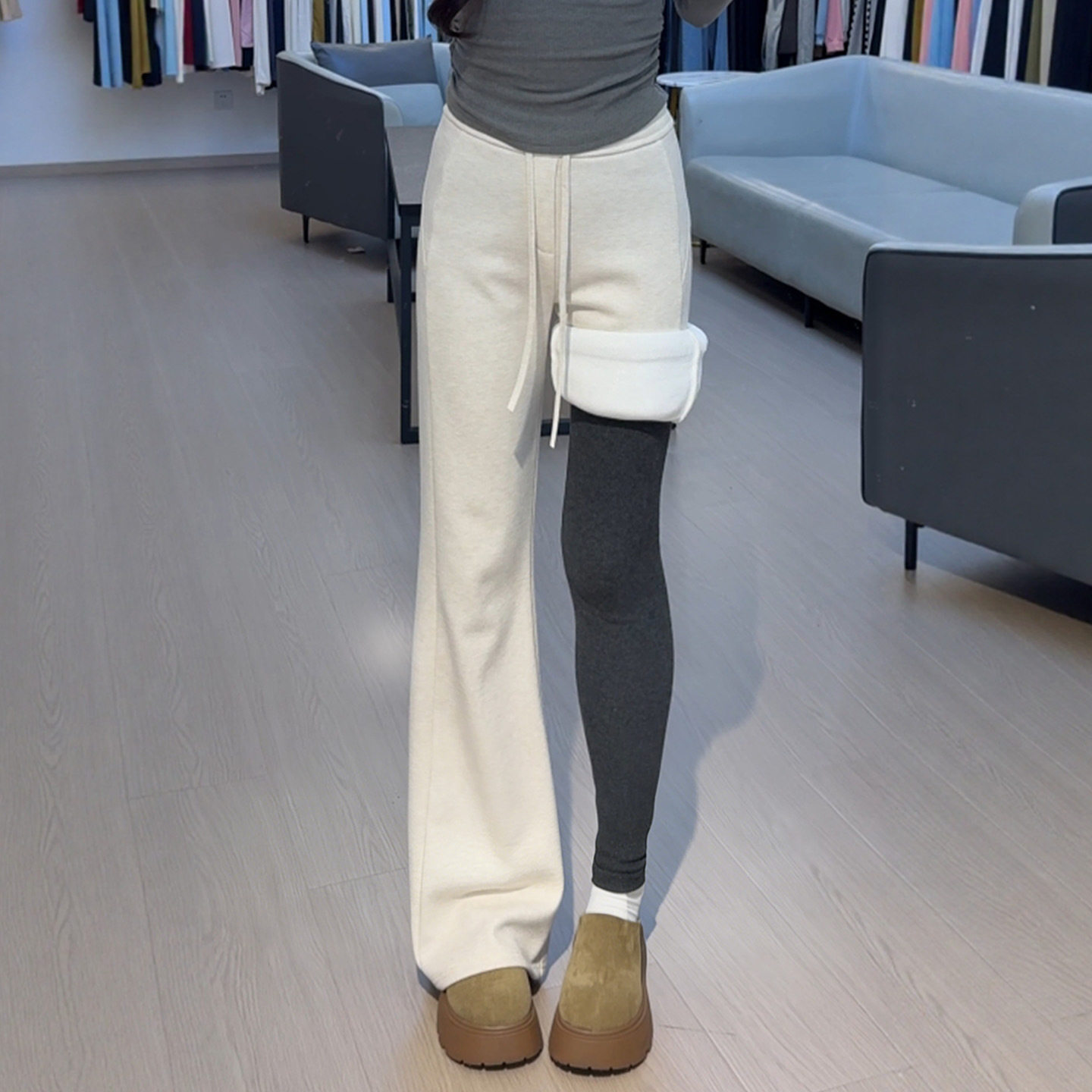 白色羊毛糯米裤子女冬2025新款加绒加厚休闲垂感小个子毛呢微喇裤,女装/女士精品,棉裤/羽绒裤,淘宝优惠券,粉丝福利购,淘宝优惠卷