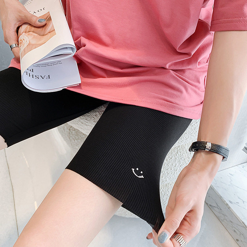 3505#夏季新品冰凉细螺纹木代尔五分裤网红笑脸刺绣打底裤,女装/女士精品,打底裤,淘宝优惠券,粉丝福利购,淘宝优惠卷