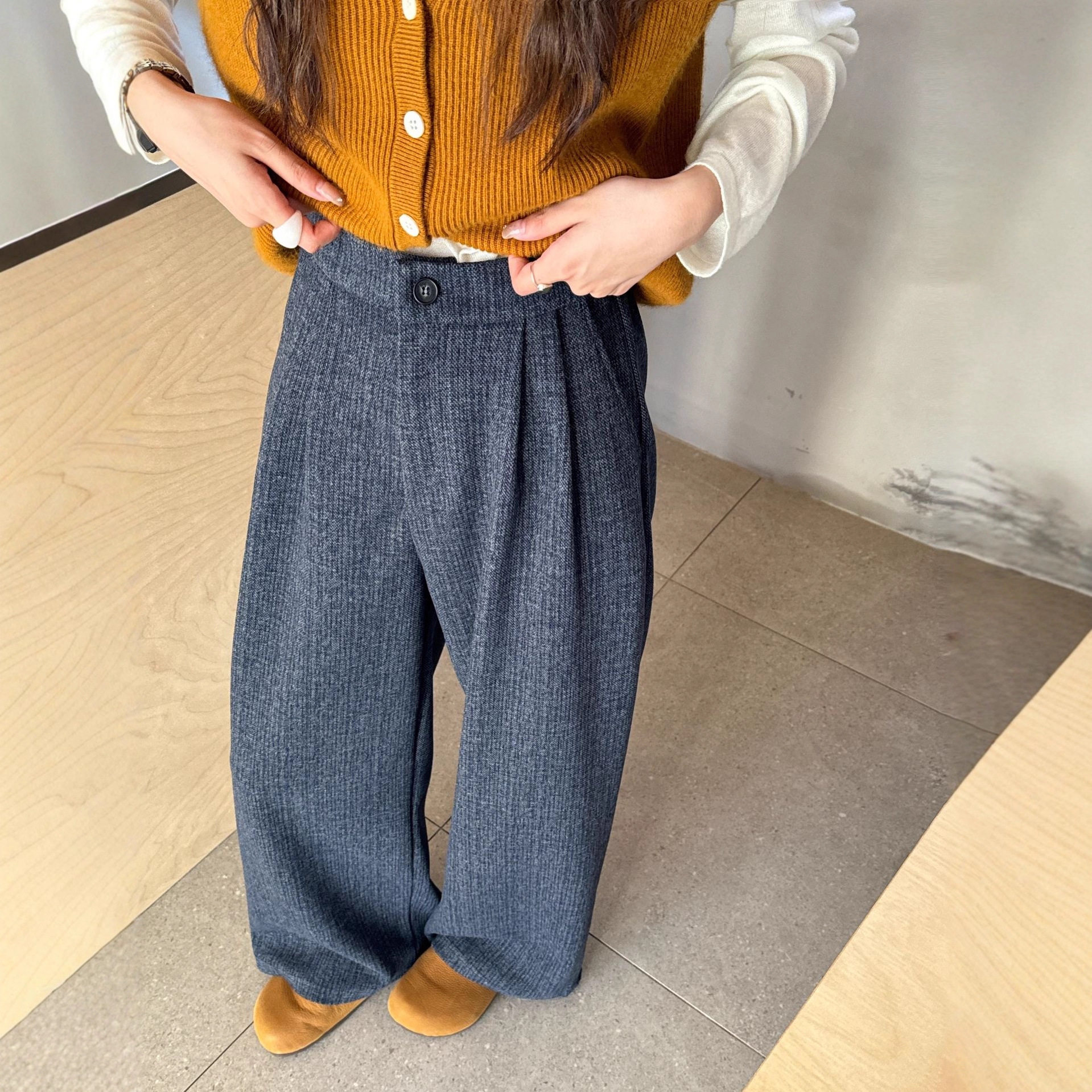 慵懒松弛感高腰直筒西装阔腿休闲裤女2025秋冬宽松垂感拖地长裤子,女装/女士精品,休闲裤,淘宝优惠券,粉丝福利购,淘宝优惠卷