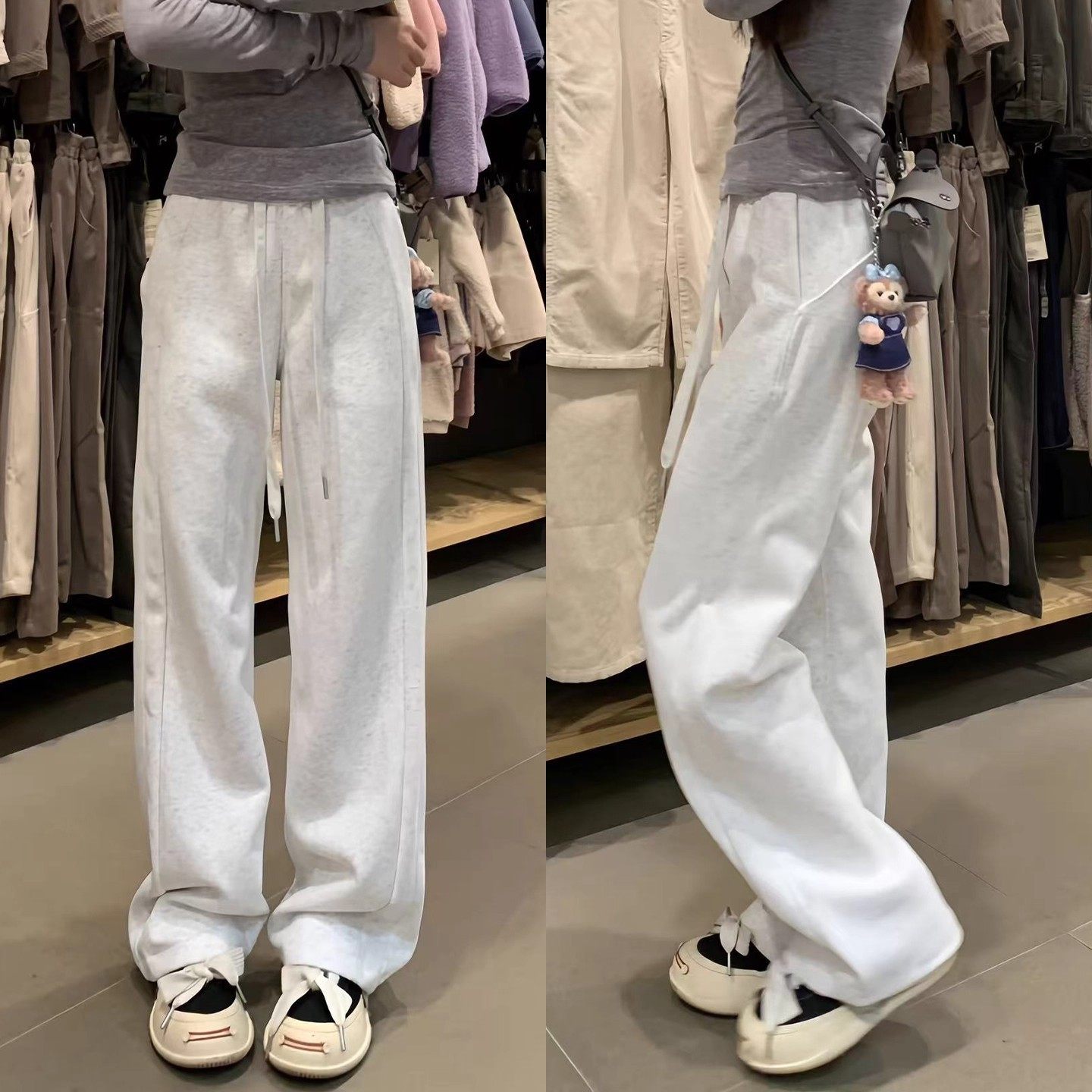 美式运动裤女秋冬2025新款直筒香蕉加绒卫裤宽松休闲慵懒窄版裤子,女装/女士精品,卫裤,淘宝优惠券,粉丝福利购,淘宝优惠卷