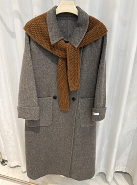 气质宽松双面羊绒大衣女2025秋冬加厚毛呢外套高级感送披肩娃娃领