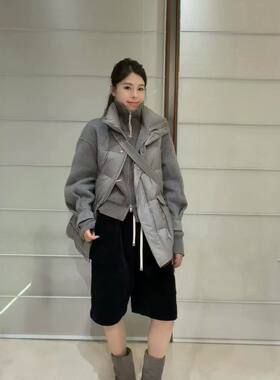 商场同款2025冬新款品质女装羽绒服双面羊绒拼接连帽领保暖显瘦