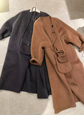 韩国东大门2024新款高品质牦牛绒双面羊绒大衣女长款宽松羊毛大衣