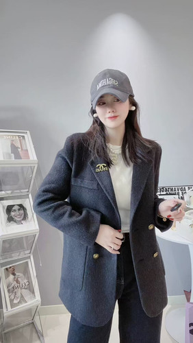 高端大牌羊毛呢外套女2025秋冬新款小个子短款西装领双面羊绒大衣