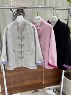 新中式国风盘扣双面羊绒大衣女2025秋冬新款高级感气质毛呢外套