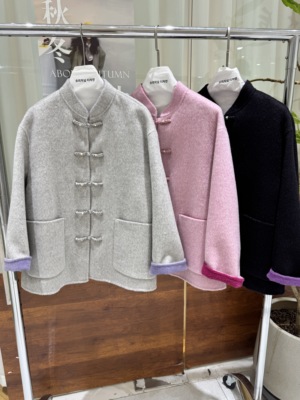 新中式国风盘扣双面羊绒大衣女2025秋冬新款高级感气质毛呢外套