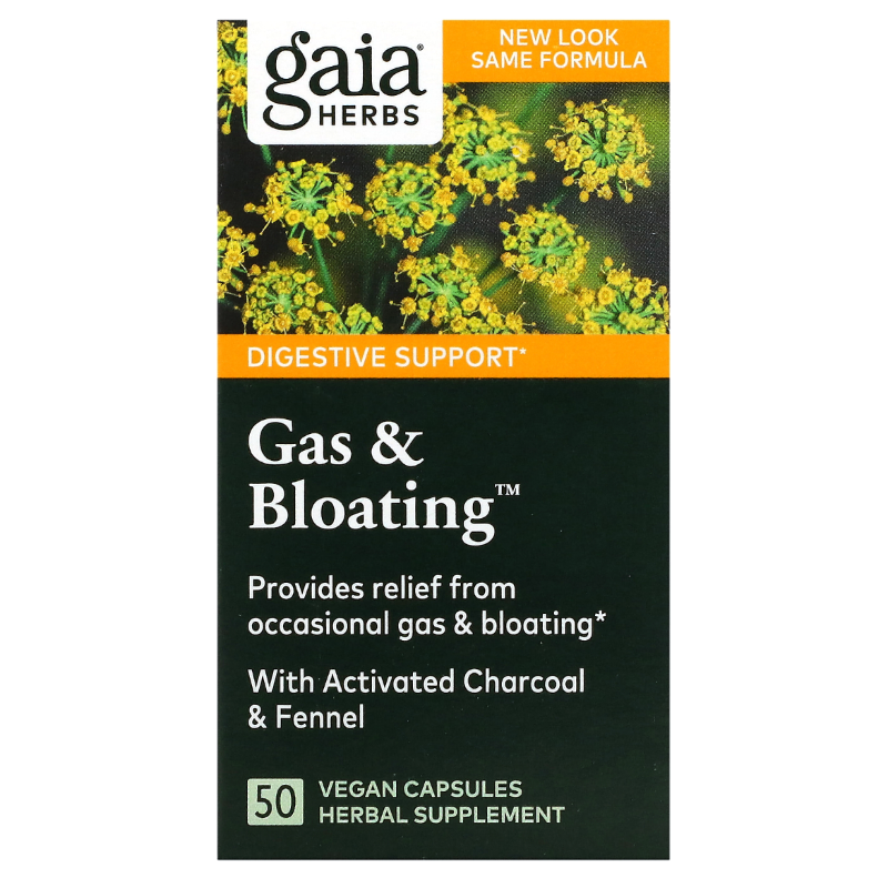 Gaia Herbs炭茴香提取物素食胶囊胃胀舒缓植物活性消化帮助50粒