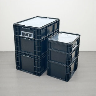防静电周转箱黑色ESD工业电子元件零件物料收纳盒胶筐导电箱带盖