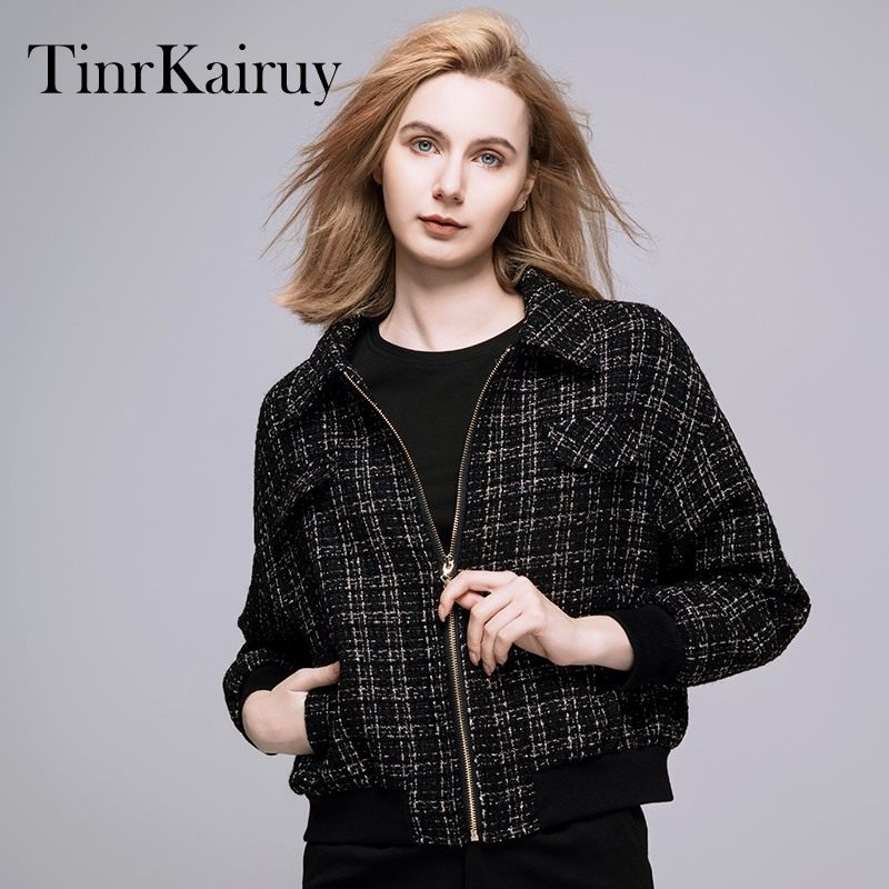 小香风外套女秋季2025年秋冬新款女装格子大码翻领毛呢夹克短款,女装/女士精品,毛呢外套,淘宝优惠券,粉丝福利购,淘宝优惠卷