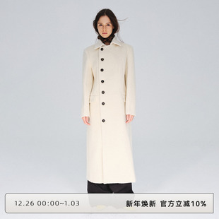 CLOUD 牛角扣羊毛风衣外套女冬 WILD白云野边白色驼绒呢子大衣长款