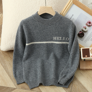 2025新款羊毛衫儿童半高领薄款毛衣男童针织打底羊绒衫女童中大童