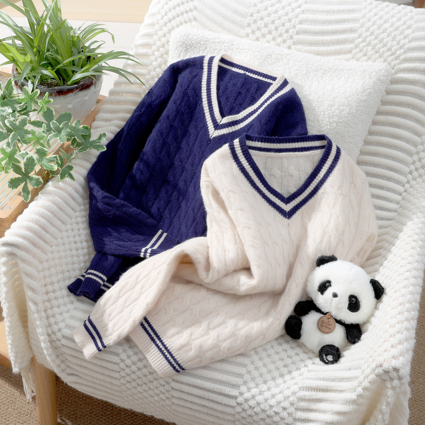 冬季新款羊毛衫儿童加厚V领男童毛衣针织女童打底羊绒衫中童大童