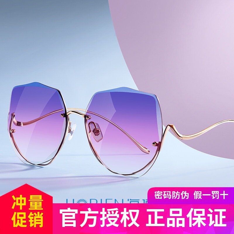 海俪恩墨镜女太阳镜新款潮网红圆脸大脸显瘦配有度数太阳眼镜6902