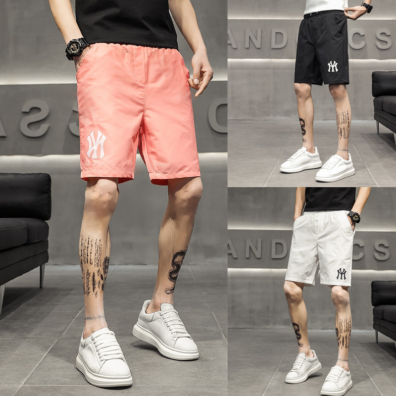 冰丝速干短裤男夏季休闲五分裤百搭修身精神小伙半截裤子男潮外穿