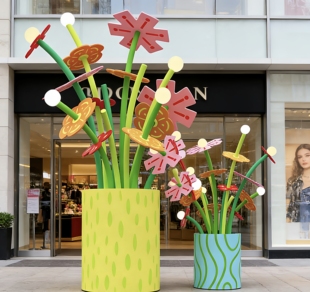 春季美陈花筒造型摆件春日花束装饰氛围布置户外网红打卡景区引流