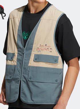 Adidas/阿迪达斯正品三叶草男女运动拼接休闲透气保暖马甲 IA8477
