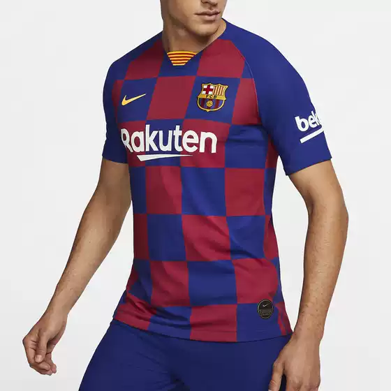 Nike Authentic Barcelona Messi 19-20 Home Player Jersey Men's Sports T-Shirt AJ5257