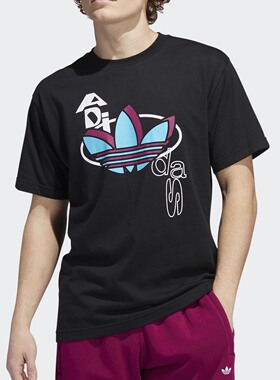 Adidas/阿迪达斯正品撞色字母图案彩色logo男运动短袖T恤GD2142