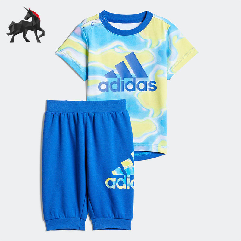 Adidas/阿迪达斯正品休闲舒适棉婴童男女短袖套装HD9959