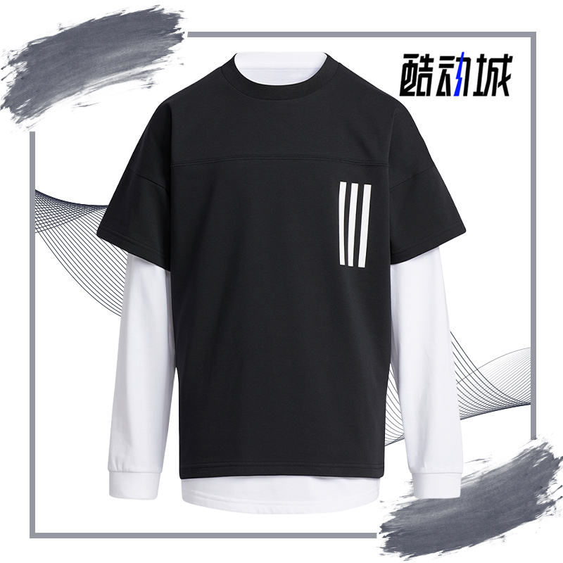 阿迪达斯大童休闲运动长袖T恤