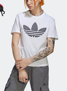 Adidas/阿迪达斯正品夏季三叶草女子运动短袖圆领T恤 HB9436