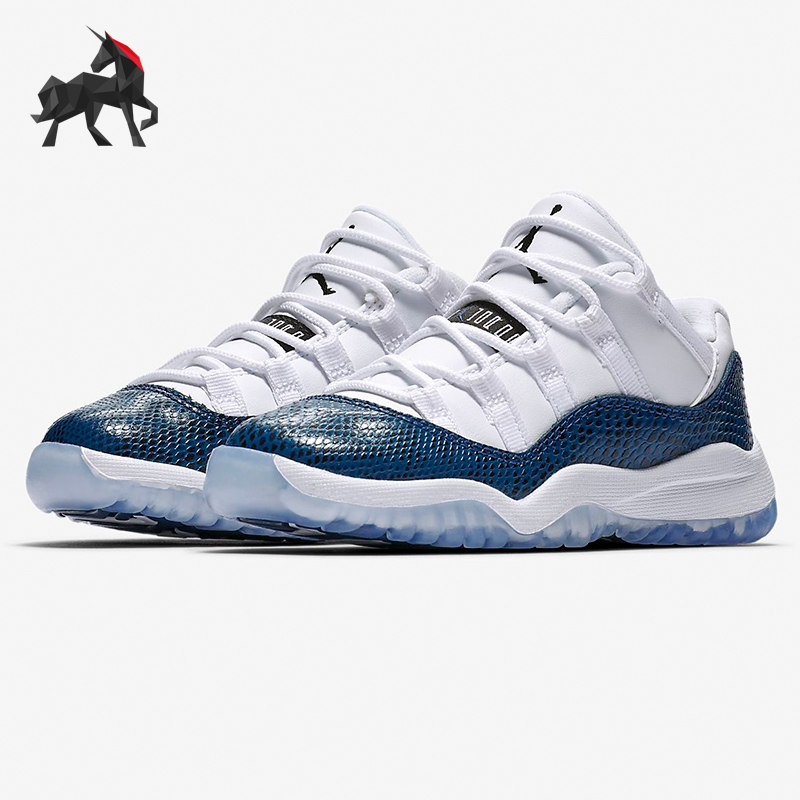 Nike/耐克正品 Air Jordan 11 AJ11白蓝蛇纹中大童篮球鞋 CD6848