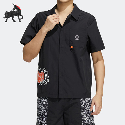 阿迪达斯男子运动短袖翻领衬衫