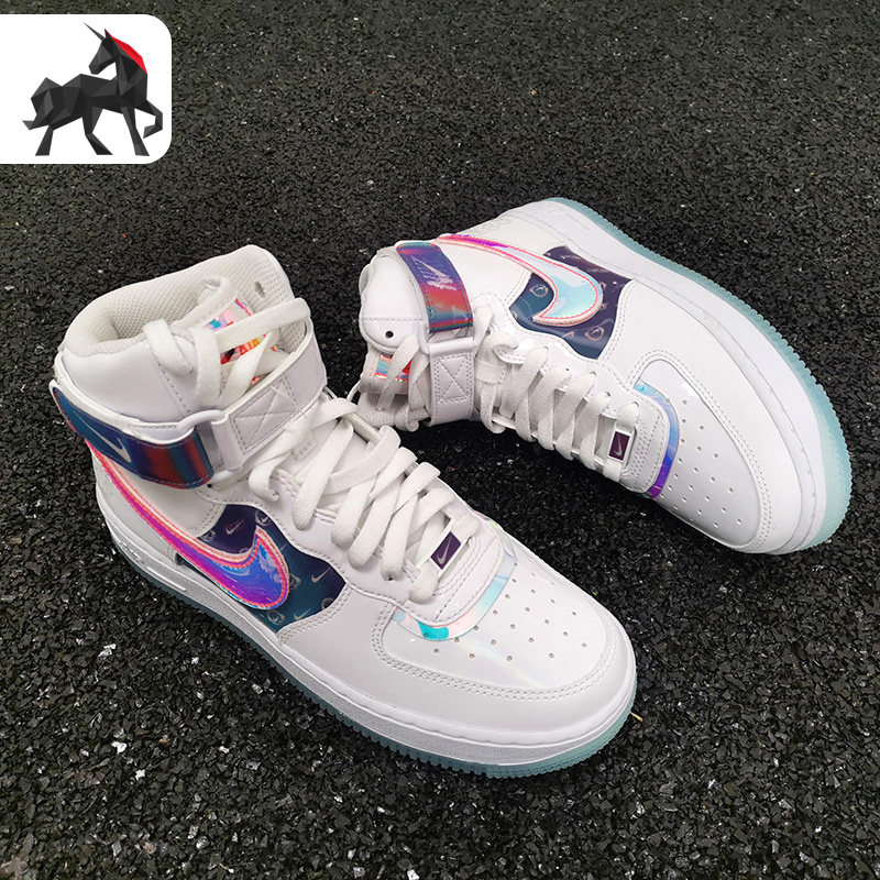 nike/耐克正品air force 1 af1白镭射电玩像素女子空军板鞋dc2111